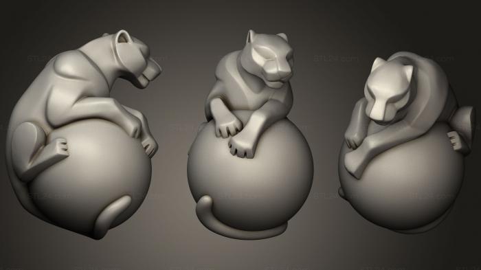 Статуэтки животных (Пантера, STKJ_1754) 3D модель для ЧПУ станка